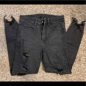 Black American Eagle Distressed Cut-off Jeans. Size 2.